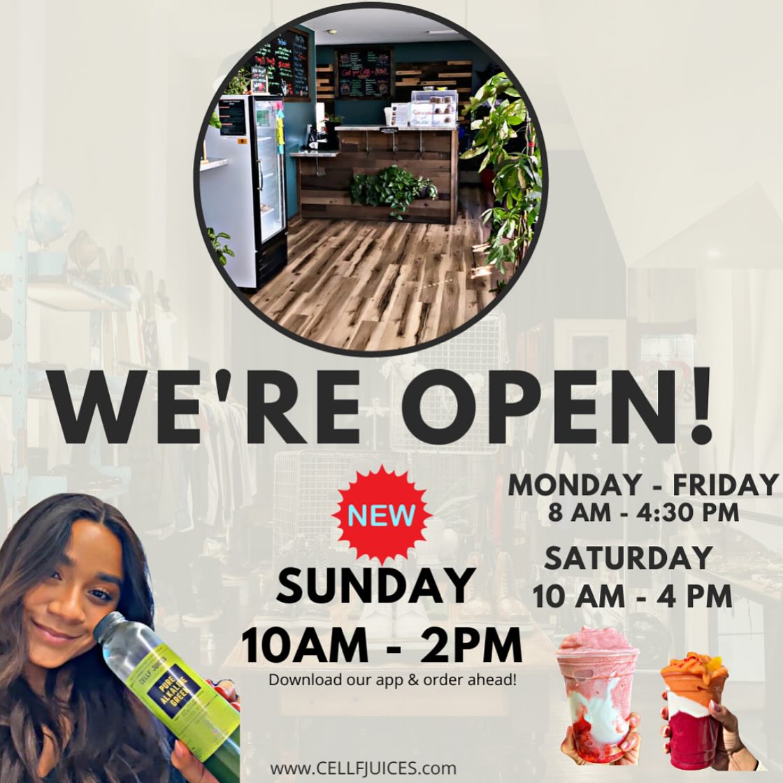 We are happy to announce we’re back open on Sunday’s! We will start off 10-2p and eventually work our way up to 4p! This is thanks to our new weekend team coming from PUTNAM Vocational HS! 
We have a young lady that’s currently studying culinary and her friend studying cosmology! Big thanks to them for taking on the weekend to serve Springfield! 😉 
Let’s get it going! Thank you all for supporting us through our renovations this past week! It was a bit bumpy but we made it through! 
#springfield#massachusetts#juicebar#putnam#highschool#worktogetherwintogether#springfieldma#localbusiness