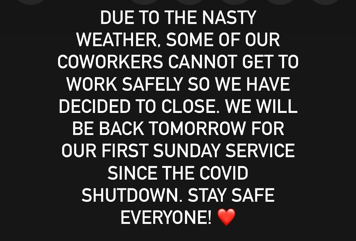 Our first week of being open 7 days has been foiled 😓! #staydry #readabook #seeyoutomorrow
