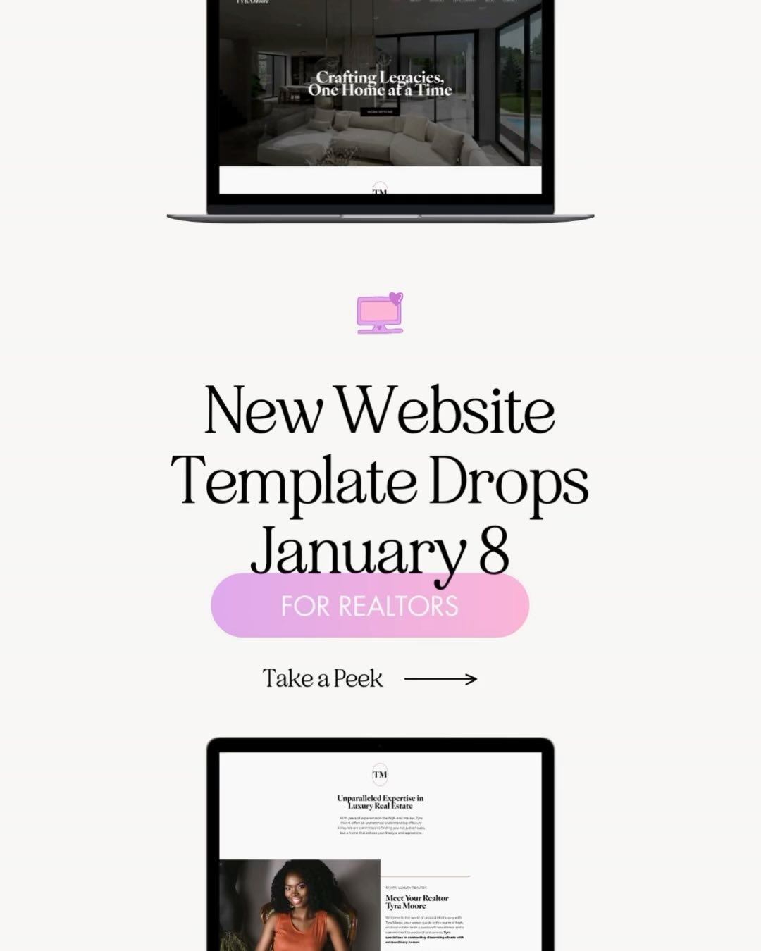 Happy New Year y’all!!! 
👋🏾 Heads up Muses. Especially for the realtors out there. 
I’ve created a new modern and classic Wix website template just for you. Designed to get you up and running in days, not weeks, this might just be your newest secret weapon to add to your lead collection toolbox. 
Not a realtor but loving the vibe? No worries! That’s the beauty of my website templates. They can easily be customized to fit any niche. 
Mark your calendar for next Monday, Jan 8. If you’re not part of the Muse Tribe yet, bad news is you’re missing out on early access and an exclusive discount. But hey, there’s always a silver lining: you can still join before the launch. Click the link in my bio. 😉
#itsmondaysmuse #wixwebsite #websitetemplate
