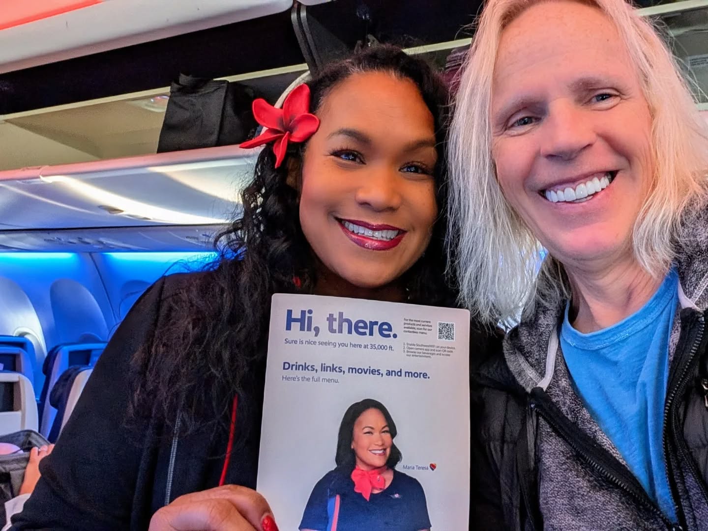 It's not everyday that your flight attendant is the one on the seat back menu. Sixwire off to Kona Hi for NYE 2025! Thanks @southwestair and Maria Teresa!
*
*
*
#Sixwire #Kona #Hawaii #BigIsland #Bass #BassPlayer #Musician #Lakland #LaklandBass #Aguilar #AguilarAmp #DRStrings #EliteCore #Line6 #SouthwestAirlines