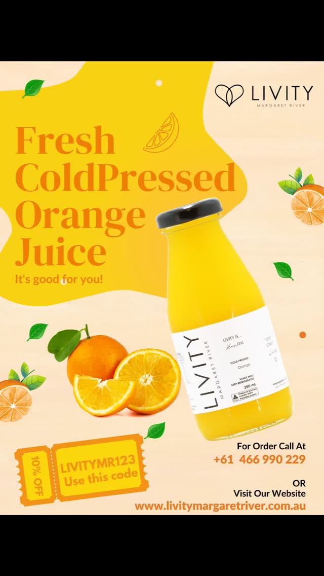 Refresh Yourself With Our Fresh Juice🍷🍹
Get 10% off on any juices🤗
Visit www.livitymargaretriver.com.au
