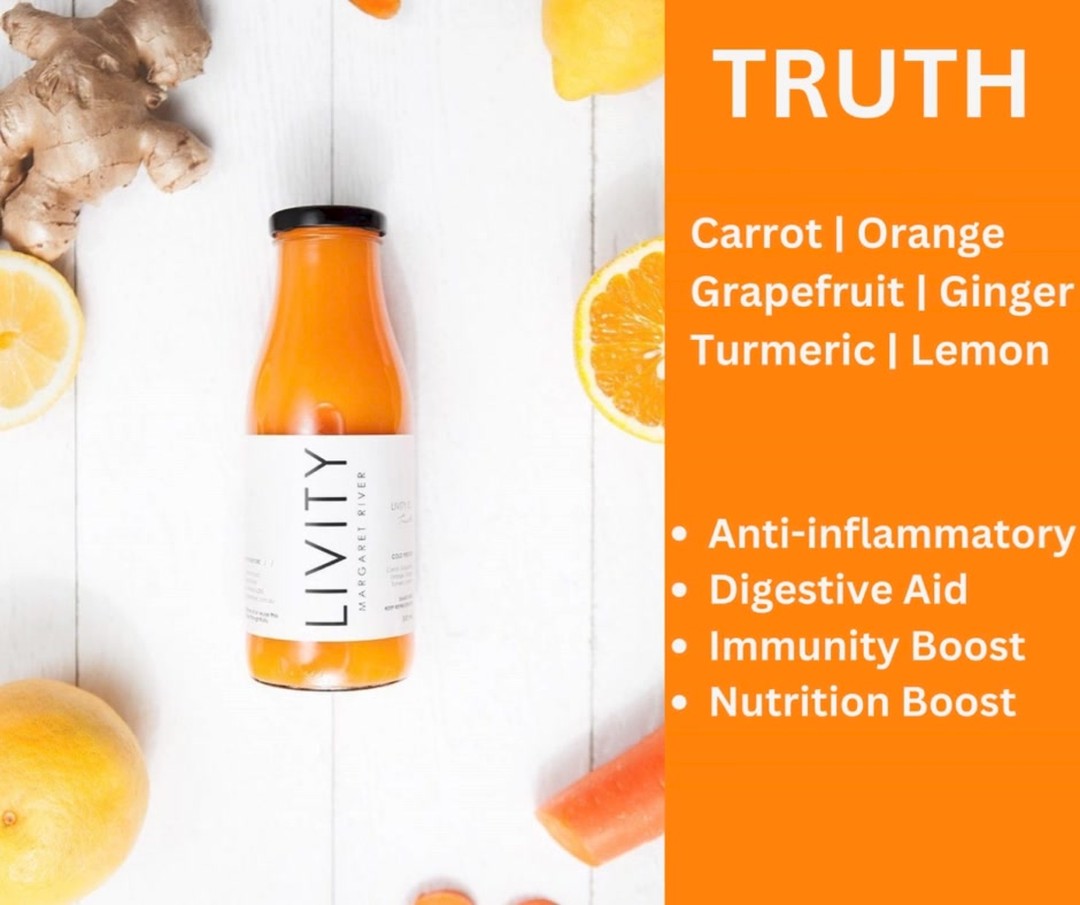 Looking for a way to get an immunity boost in this cold weather? Our Truth juice is a great option- made from carrots, orange, lemon, grapefruit, ginger and turmeric it packs a vitamin and mineral punch while also being refreshing! Available @_littlespencer_  @graciesgeneral @gourmet_food_merchant @margsbakery or order online via our website and have a juicey 6 pack delivered to your door. #coldpressedjuice #goodforyou #orangesandlemons #carrots #immunityboosterjuice