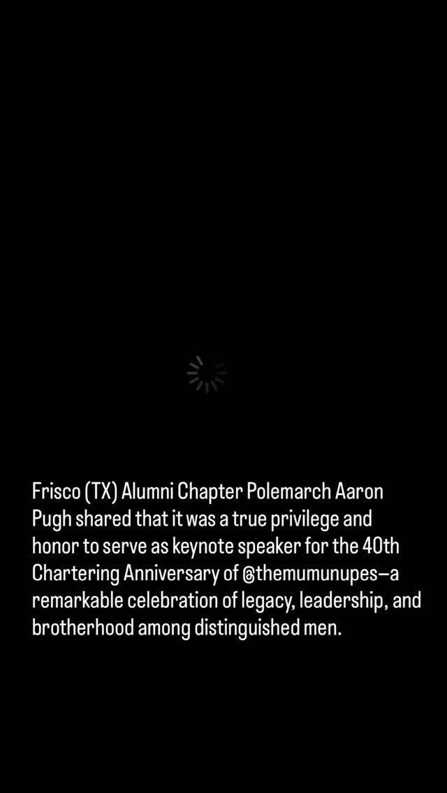 Frisco (TX) Alumni Chapter Polemarch Aaron Pugh shared that it was a true privilege and honor to serve as keynote speaker for the 40th Chartering Anniversary of @themumunupes—a remarkable celebration of legacy, leadership, and brotherhood among distinguished men. 👌🏾♦️