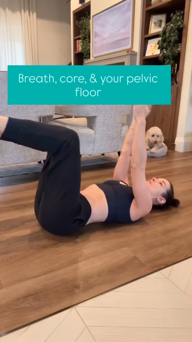 This is a necessary step if you are struggling with diastasis recti or pelvic floor issues like leaking, prolapse, or pain.
Friends, spot treatment (like only doing core exercises or kegels) just really isn’t the way, especially when it comes to your core system.
Nerdy fact for you: your “core” is actually a system- the whole canister from your ribcage to your pelvic floor. That means you gotta get everyone working together as a team for effective results.
Breath is a foundational player in overall core and pelvic health- and can be the game changer for finding the results you’re looking for.
Every time you breathe in, that’s pressure your body has to manage, and it can manage with well (happy, functional core & pelvic floor) or it can manage it poorly, (unwanted symptoms).
I would encourage you to explore finding breath in your ribs, starting to make it a practice, and getting your brain on board with what might feel like a new way of breathing!
