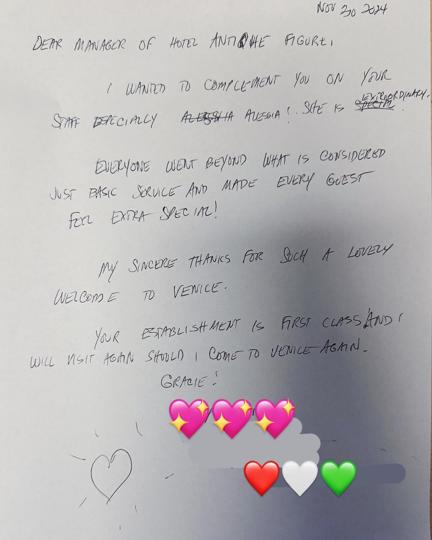 This is what we aim for every day!
Your kind words fill our hearts with pride and gratitude. ?
Thank you for letting us be part of your Venetian adventure! ❤️
Your words inspire us to continue creating magical moments ???
#HotelAnticheFigure #VeniceLove #UnforgettableStays #happyguests #positivevibes #positivity #heartfeltthanks #heartfeltwords #goals #proud #work #grateful #hotellerie #venice #veniceitaly #veneziaunica #veneziadavivere #hotel #instahotel #insta #review #heart #instalike #love