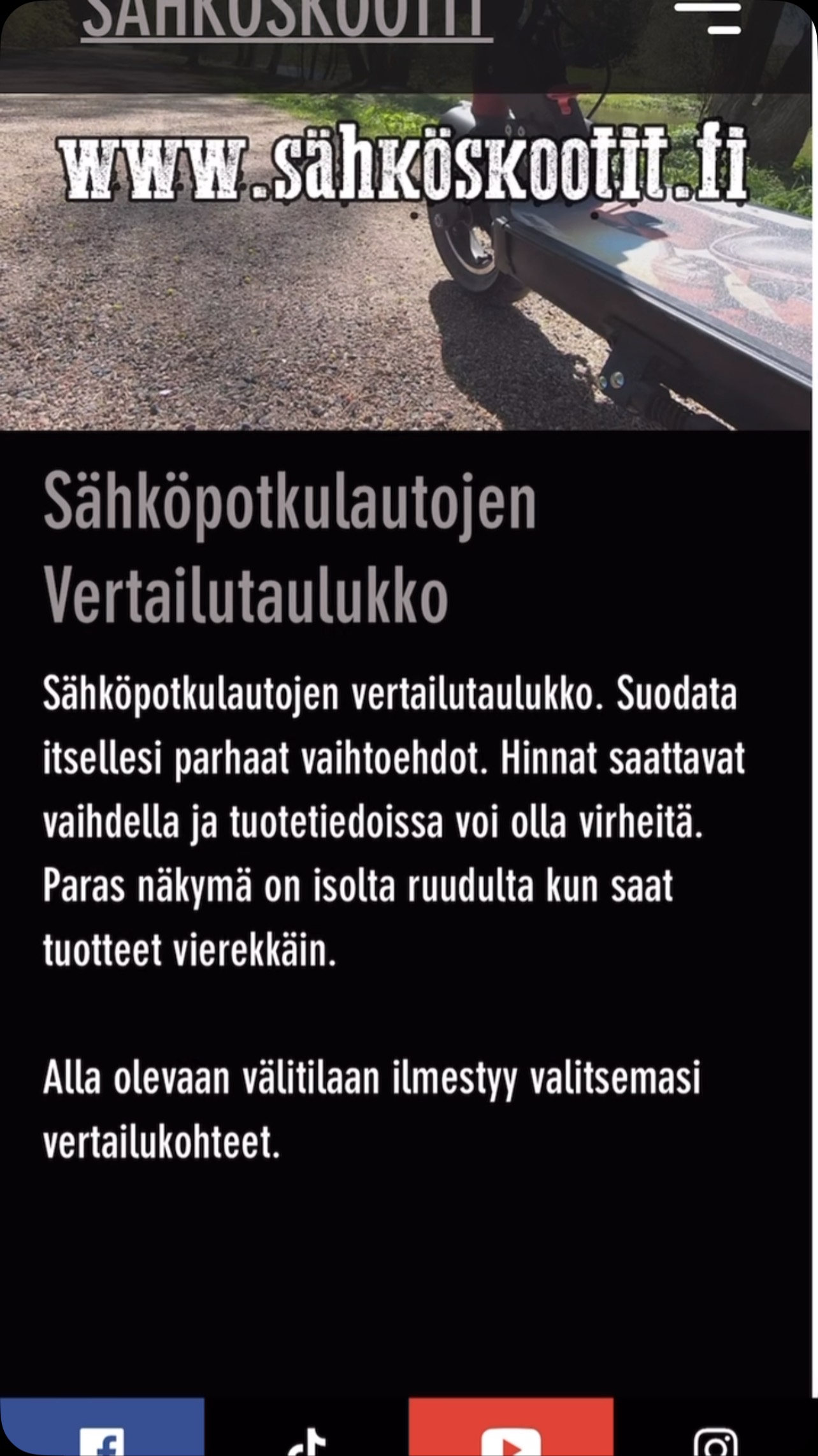 Vertaile yli 90eri sähköpotkulautaa keskenään. Paras kokemus suurelta näytöltä. #sähköpotkulauta #kesä2025 #vertaile #löydäomasi #sähköskootit #