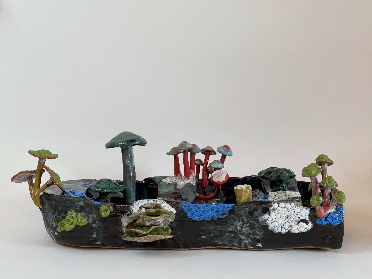 I’m thinking I’ve never shown you guys the ceramic boat Judy and I made together. It’s being overcome by various fungus. It was created for the Portland Museum’s exhibit titled “It’s aBoat Time!” We had a lot of fun being in the pottery studio working on this piece together! Also, it’s for sale!