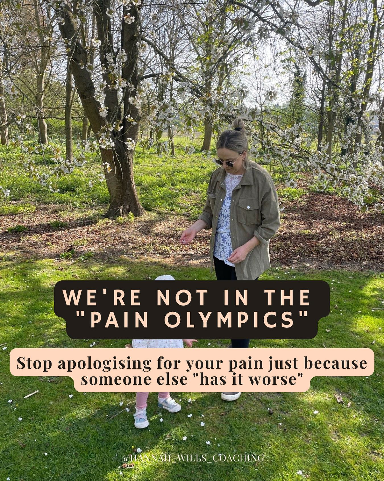 So stop gaslighting yourself! šš»
Just because someone else has been through something you perceive as āworseā doesnāt mean your pain isnāt real or worthy of care.ā£
We donāt heal by ranking our suffering. We heal by acknowledging it.ā£
Youāre allowed to feel heartbroken, overwhelmed, or lost - even if someone else āhas it harder.ā Empathy is not a competition.ā£
Your experience matters. Your healing matters. Your story matters. šā£
Big love!
Hannah xx
To celebrate my return to coaching after maternity leave, my coaching packages are 20% off for a limited time.
If youāre ready to start trusting and loving yourself more deeply, book a free discovery call with me via the link in my bio. Letās talk about where you are and where you want to go. 
#MentalHealthAwareness #YouMatter #HealingJourney #LifeCoach #NoPainOlympics #EmotionalHealth #FeelYourFeelingsā