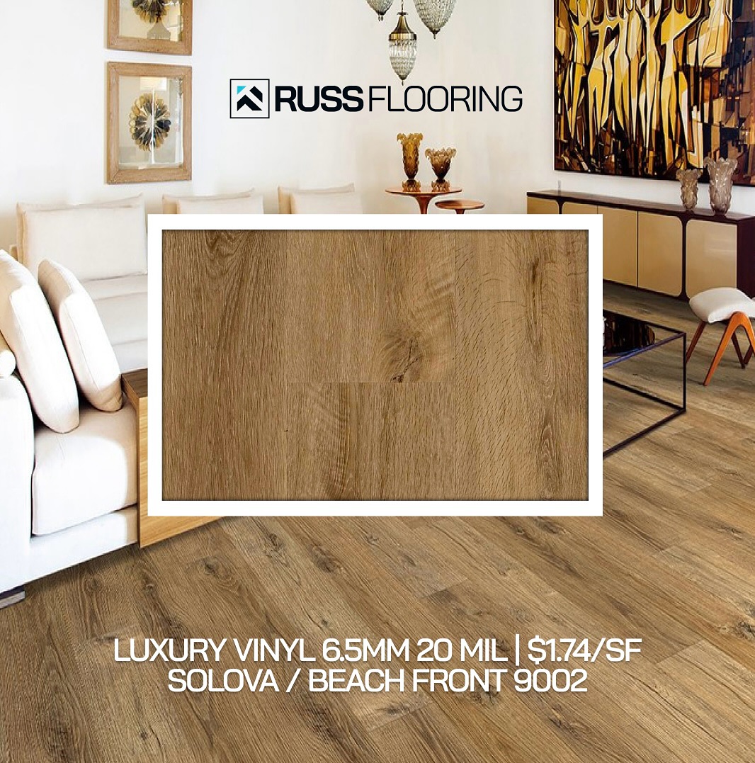 Transform your space with the modern elegance of our Solova / Beach Front 9002 spc flooring! Featuring a subtle wood grain pattern and a light, airy finish, this flooring adds a touch of sophistication while maintaining a natural aesthetic. Its durable design makes it a perfect choice for stylish, high-traffic areas, blending seamlessly with contemporary and classic interiors alike.
Contact us today to upgrade your floors with Russ Flooring!
www.russflooring.net | 949-312-8303