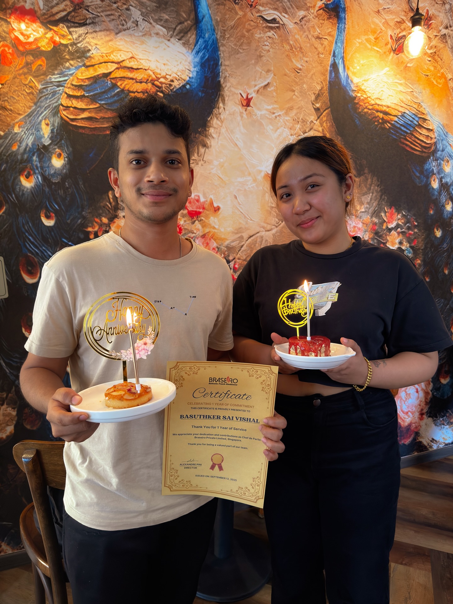 Happy Birthday to Vishal and Shyini! ๐ฅณ๐
Double cheers for Vishal on completing his 1 year work anniversary with us! ๐คโค๏ธ
#BirthdayVibes #WorkAnniversary #Braseiro_SG #teamcelebrationsโค๏ธ