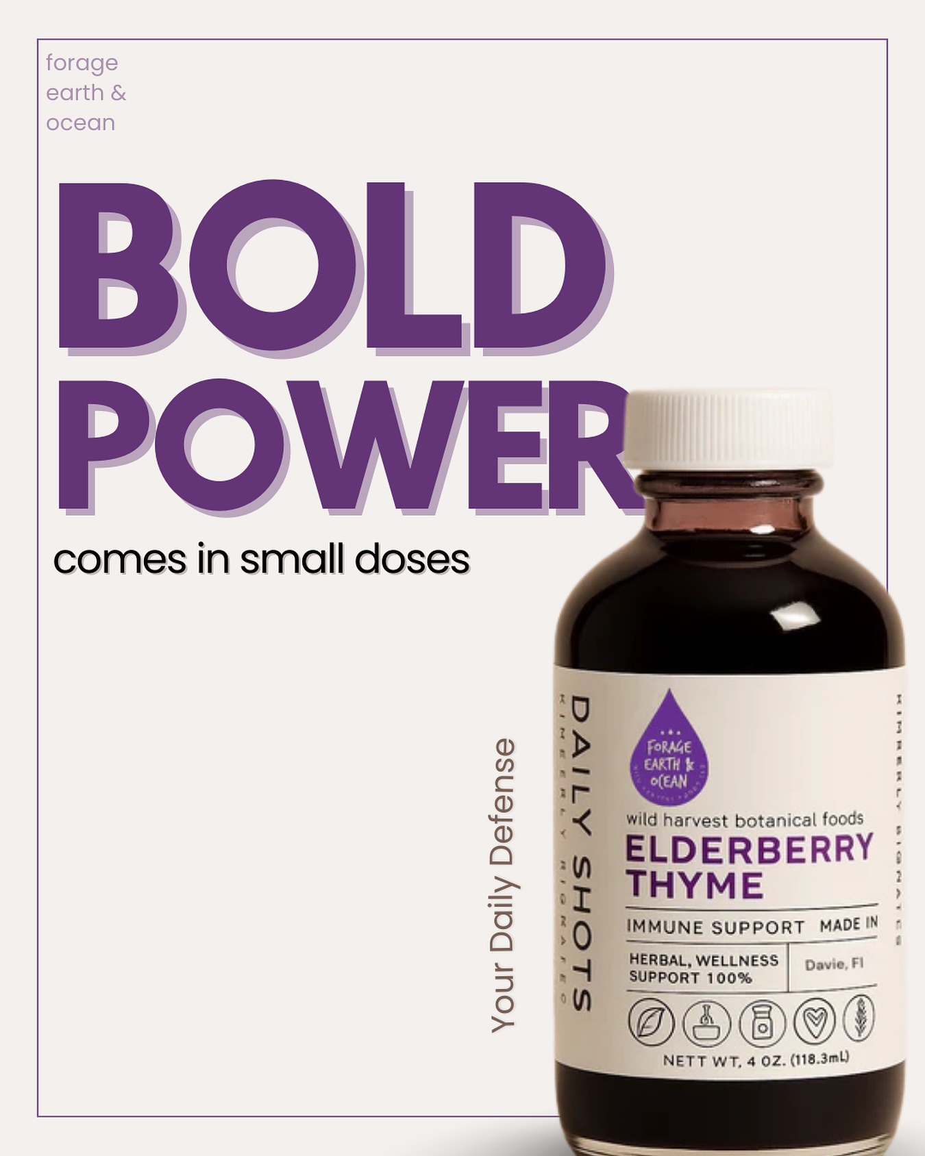 Berry strong, thyme. 💜🌱 
Our elderberry + thyme shot is your plant-powered defense when you need it most. 
🔗 Shop the wellness shot everyone’s talking about through the link in bio.