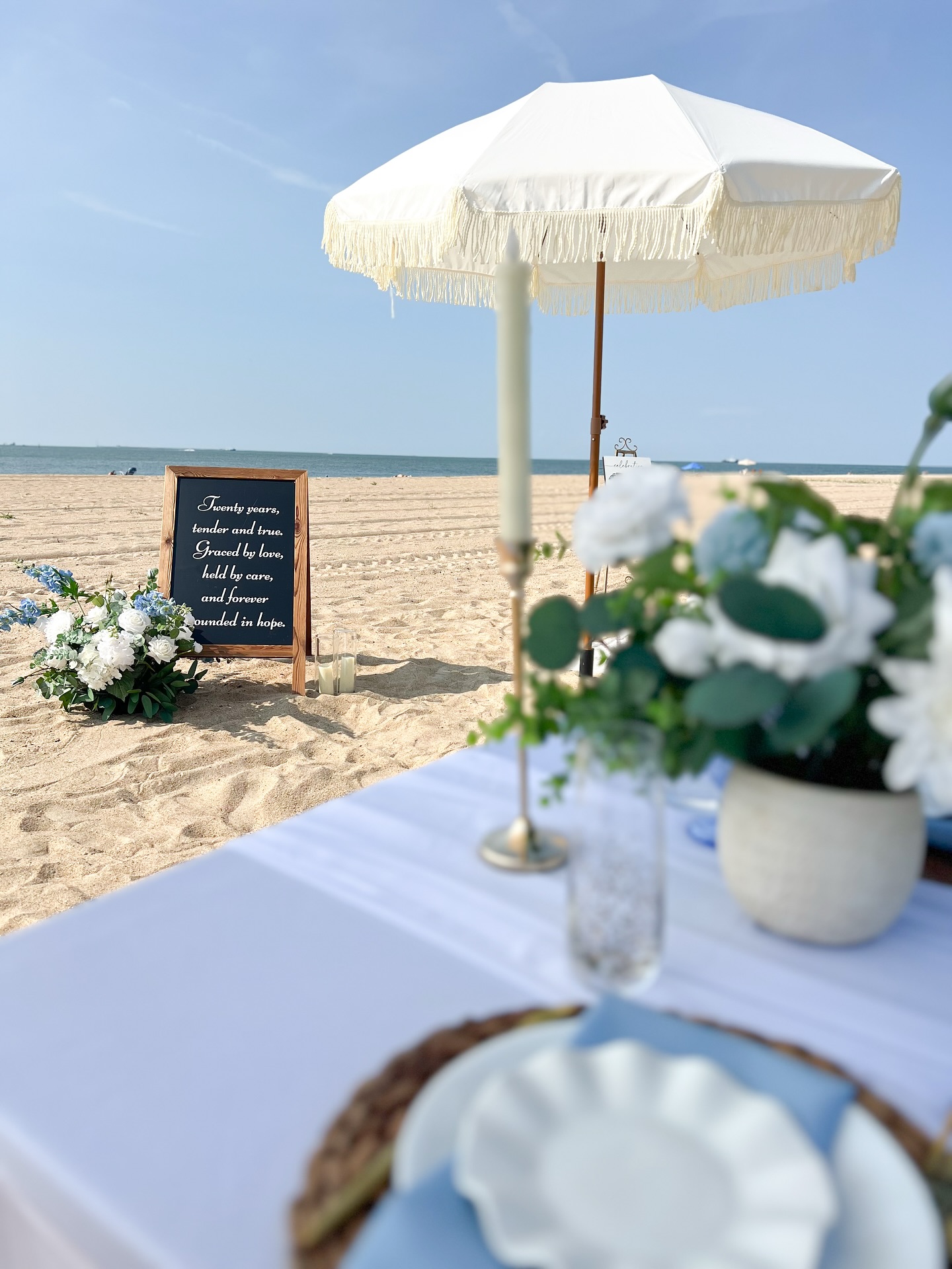 There’s something truly beautiful about two people who have spent two decades building a life together.
We had the honor of styling this elegant beach picnic to celebrate their 20-year journey filled with love, memories, and countless shared moments.
#20YearsOfLove #AnniversaryCelebration #SeasideCelebration #BeachPicnicDecor #ElegantPicnic #StyledWithLove #MemorableMoments #RomanticCelebration #HamptonRoadsEvents #VirginiaEvents #EventDecorCompany#glamichevents