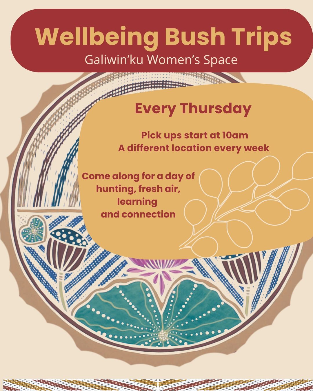 🌿 Thursday Bush Trips with GWS
🕙 Pick-up starts at 10AM every Thursday
Led by Lakiesha, these weekly bush trips are a much loved part of our wellbeing program connecting culture, community, and conversation.
Each week, we invite different miyalk to join us, heading to a new location based on the tide. We light a fire, cook bush foods and seafood we've gathered, and share a meal together on Country. 🐚🔥🍲
More than just a day out, these trips are a safe space for young women to:
✨ Talk openly about relationships, worries, and life
✨ Share stories and support one another
✨ Learn and chat about consent, safety, and DFSV
Whether you’re coming for connection, healing, or just a feed and fresh air you’re welcome.
#GaliwinkuWomensSpace #BushTrips #StrongMiyalk #HealingOnCountry #ConsentEducation #EastArnhemLand #CommunitySupport