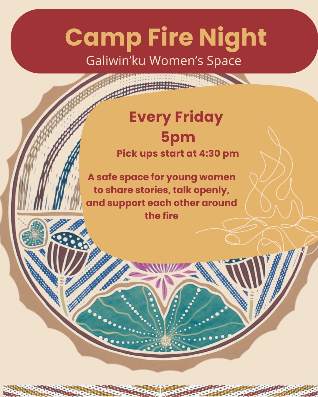 🔥 Campfire Nights at GWS🔥
🕔 Every Friday Night at 5PM
📍 Galiwin’ku Women’s Space
Sit. Share. Heal.
What began as a simple fire, a feed, and a chat between teenage girls has grown into one of our most loved community programs.
Campfire Nights are a safe space for young women and girls to come together, talk openly about their relationships, their worries and whatever’s on their mind.
Led by women from the community, these nights are all about:
🌕 Honest conversations
🔥 Connection through culture and storytelling
🥘 Shared meals around the fire
🧠 Learning through gentle, educational activities
💛 Building support and understanding around consent, respect, and healthy relationships
We’ve had campfires with footy teams, peer groups, and young girls from all over Galiwin’ku. Every fire is different, but the warmth, safety and strength remain the same.
Real Talk. Warm Fire. Safe Space.
#GWSafeSpace #CampfireYarns #StrongYoungWomen #ConsentEducation #EastArnhemLand #HealingThroughConversation #Galiwin̄kuWomensSpace #SitByTheFire #YarnAndHeal