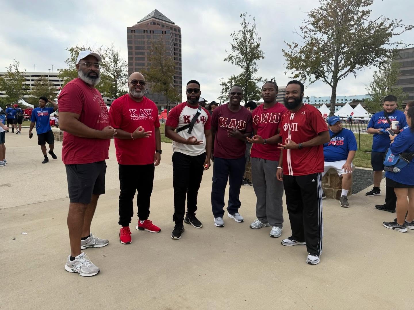 Brotherhood in motion. Frisco (TX) Alumni Chapter participates in the American Heart Association Walk in Dallas. Raising over $1K dollars.— walking for health, strength, and service. #FriscoNupes #HeartWalk #CommunityFirst