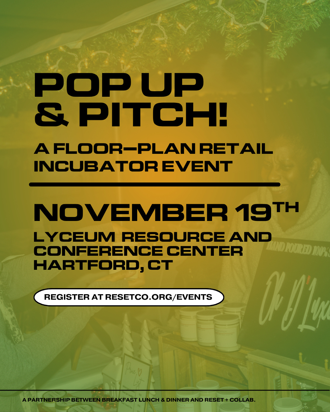 Get a jump start on your holiday shopping at Pop Up & Pitch! On Wednesday, November 19th, we'll celebrate the graduation of the 2025 Retail Incubator cohort with an evening of pitches, community, and commerce at The Lyceum Resource & Conference Center, 227 Lawrence St. in Hartford. From 5:30 - 8pm.
Attendees vote for the Audience Choice award winner who will receive a direct micro-grant, funded by your contributions and Investor Ticket purchases! Enjoy food prepared by Fire by Forge (@firebyforge) and have the opportunity to shop the pop-up marketplace, featuring products from the graduating entrepreneurs. Come ready to eat, connect, shop, and support Connecticut’s next generation of retail leaders.
Get tickets: https://bit.ly/popuppitch25 or via link in bio!
Coming to both Pop Up & Pitch on November 19 and Foodie Demo Day on November 10? Save $10 by selecting the