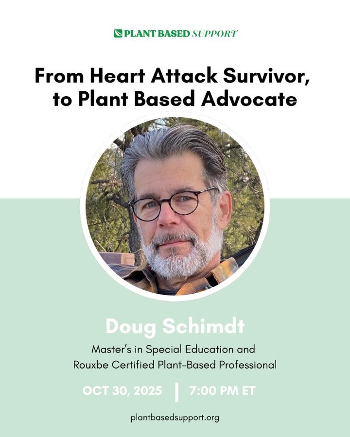 Tonight’s the night!
Comment "survivor" to join this event!
🌱 Join 𝗗𝗼𝘂𝗴 𝗦𝗰𝗵𝗺𝗶𝗱𝘁, a heart attack survivor turned plant-based advocate, as he shares his inspiring journey "From Heart Attack Survivor to Plant-Based Advocate".
Hear how he lost 60 pounds, ran a marathon at 58, and transformed his life through the power of whole food, plant-based nutrition.If you’ve ever needed proof that it’s never too late to take charge of your health, this is it.
Don’t miss this life-changing conversation happening 𝘁𝗼𝗻𝗶𝗴𝗵𝘁 𝗮𝘁 𝟳𝗣𝗠 𝗘𝗧!
💚✨ Come be inspired and take the first step toward your own transformation.
@oldmansourdough
@living_the_plantbased_life