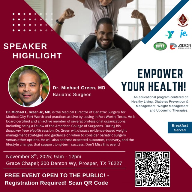🚀 Empower Your Health is almost here! 🚀
Brothers, families, and community — it’s time to take control of our health and start winning in wellness! 💪🏾❤️
Join us Saturday, Nov. 8th | 9AM–12PM at Grace Chapel (Prosper, TX) for a powerful morning focused on:
✅ Healthy Living
✅ Diabetes Prevention & Management
✅ Weight Management
✅ Upcoming Therapies
✅ FREE Health Screenings on-site
We’re excited to have 2 of our chapter brothers Dr. Michael Green, MD (Zeta Beta, Spring '89) and Dr. DeWone Bennett, PsyD (Alpha Pi - Spring '05) be part of our 5 speakers.
👉 Register Today & Bring Someone You Care About:
Scan the QR code to Register.
Let’s show up and show out! Your health is your power. ️
#EmpowerYourHealth #FriscoKappas #KappaAlphaPsi #HealthyLiving #CommunityHealth #HealthMatters #HeartHealth #DiabetesAwareness #WeightManagement #HealthEquity #DoItForYourFamily #LiveStrongerLiveLonger #NPHC #DivineNine #FriscoTX #ProsperTX