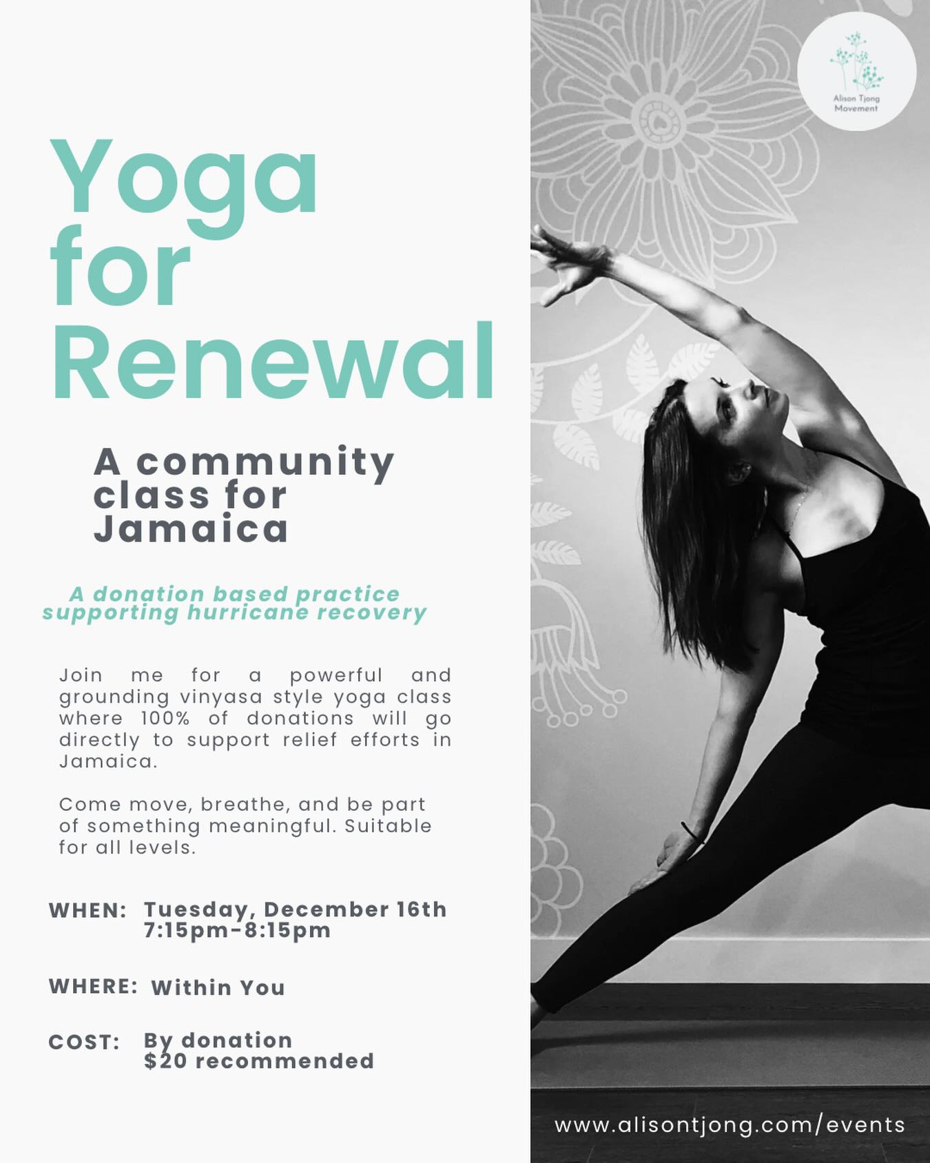 I’m hosting a by-donation yoga class to support hurricane relief in Jamaica — a community I’ve been connected with through mission work over the past couple years, and one that means so much to me.
This class will be grounding, supportive, and open to everyone.
Move your body, breathe, feel connected — and help make a real impact for families rebuilding after Hurricane Melissa.
Join me on December 16th, arrive just as you are, and let’s do something good together. 💛
Link is in my bio or comment Jamaica below and I’ll send the link right to you.
All proceeds will go directly toward the most urgent needs.