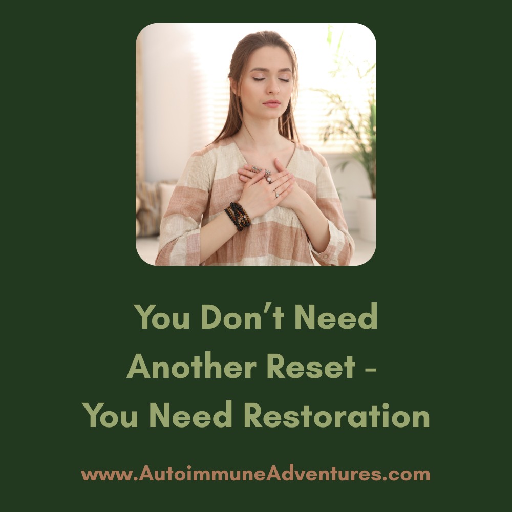 We hear a lot about “resetting” our lives—but nervous systems don’t heal through quick fixes.
In this clip, Christine Ruch breaks down the critical difference between a temporary reset and true nervous system restoration. She explains why restoration takes priority for sustainable healing, particularly for people navigating chronic illness, burnout, and ongoing stress.
This is an essential conversation as we move from the end of the year into the new year with a desire for calm, clarity, and long-term support.
🎧 Full episode of Autoimmune Adventures drops December 30.
#RestorationNotReset #NervousSystemHealing #ChronicIllnessSupport #AutoimmunePodcast #HealingJourney #NewYearReflection