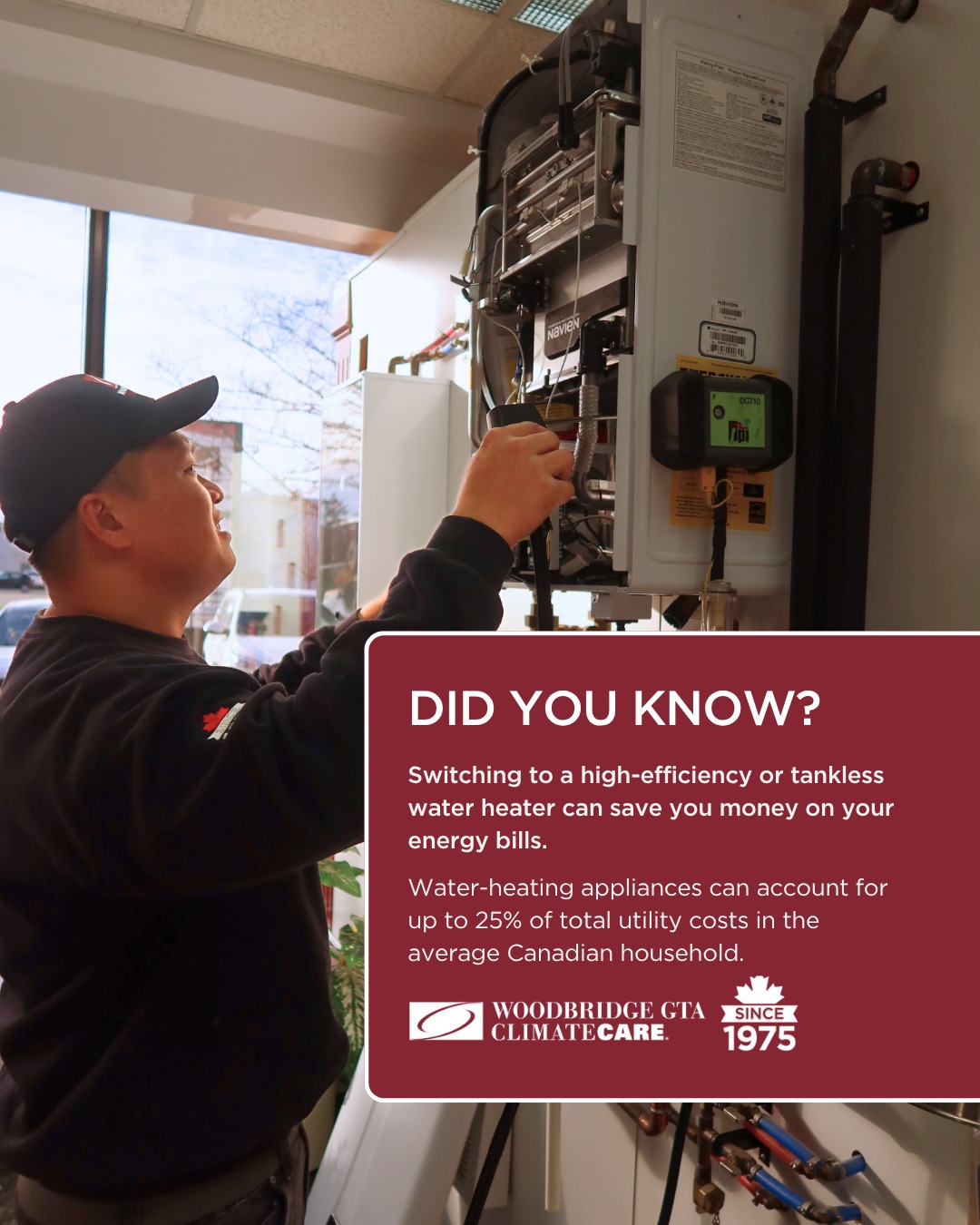 Are you thinking about upgrading your water heater?
A tankless system heats water only when you need it, helping reduce energy costs and improve efficiency. With a tankless water heater, you’ll enjoy an endless supply of hot water. No more running out mid-shower. It’s a smart, space-saving solution for busy GTA homeowners.
Call Woodbridge GTA ClimateCare to learn if switching to tankless is right for you.
? 905-851-7007
#HVAC #WaterHeater #SupportLocal #HVACService